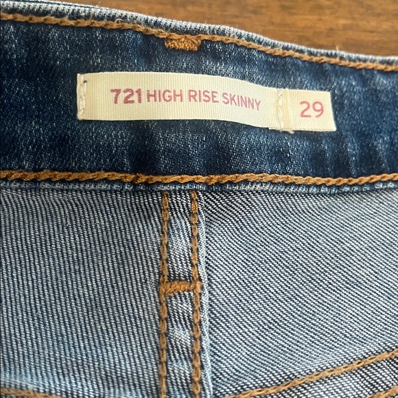Levi’s 721 high rise skinny blue distressed denim jeans size 29 - Picture 6 of 13